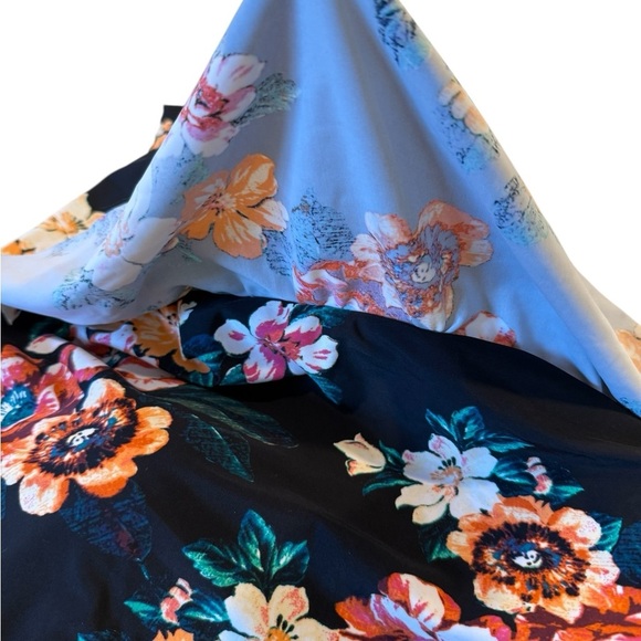 Boutique Black Floral Top One Shoulder Ruffle One Piece Swimsuit Plus 3X NWOT - Picture 8 of 16